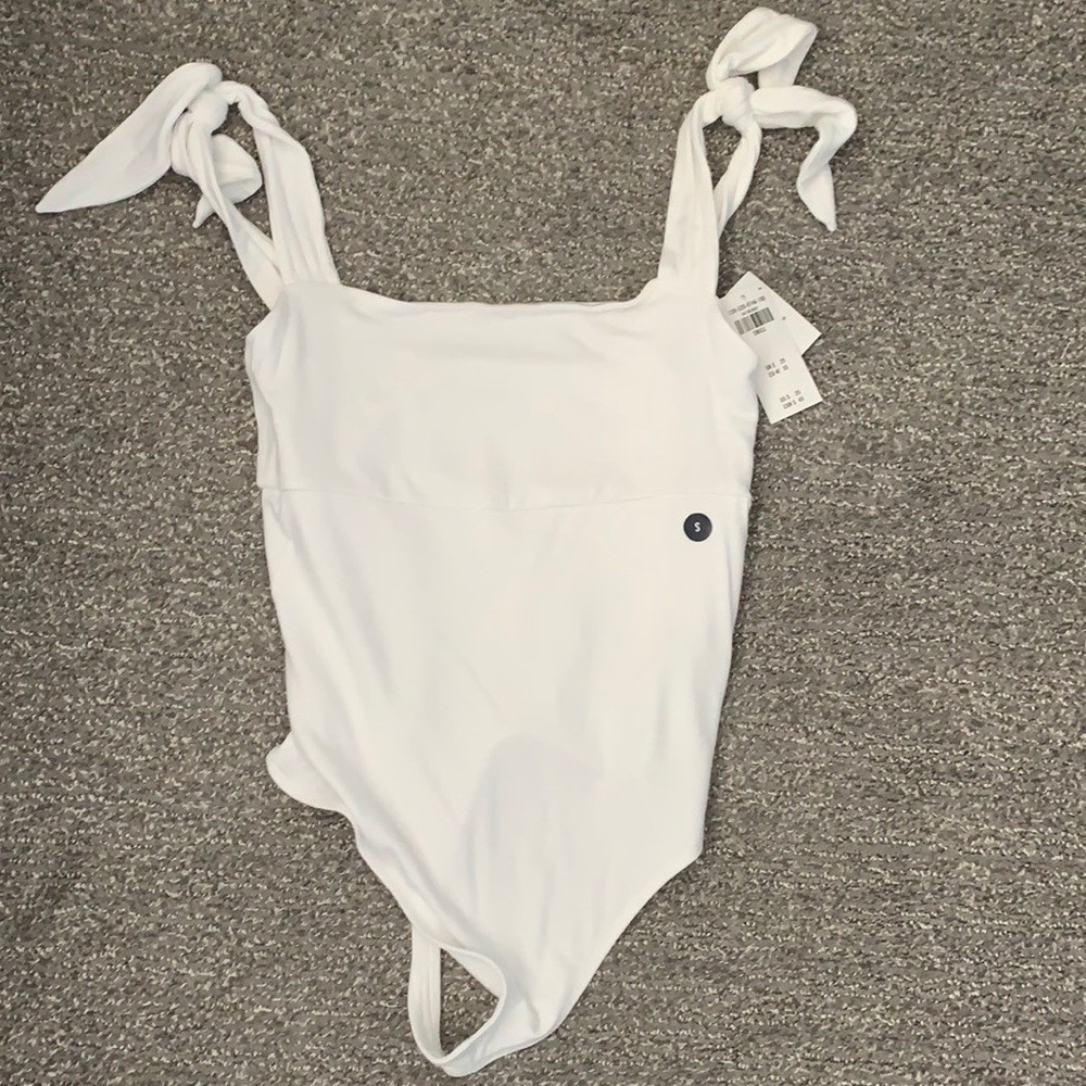 White bodysuit with tie straps